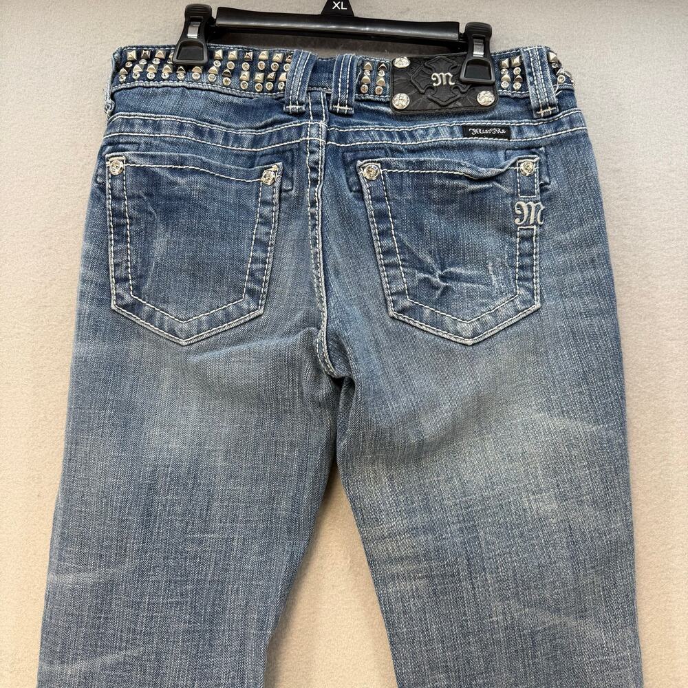 Miss Me Jeans Women's 27 (4) Blue Skinny Embellished Waistband Studding